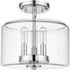 Asheville 3 Light 11 inch Chrome Indoor Semi-Flush Ceiling Light